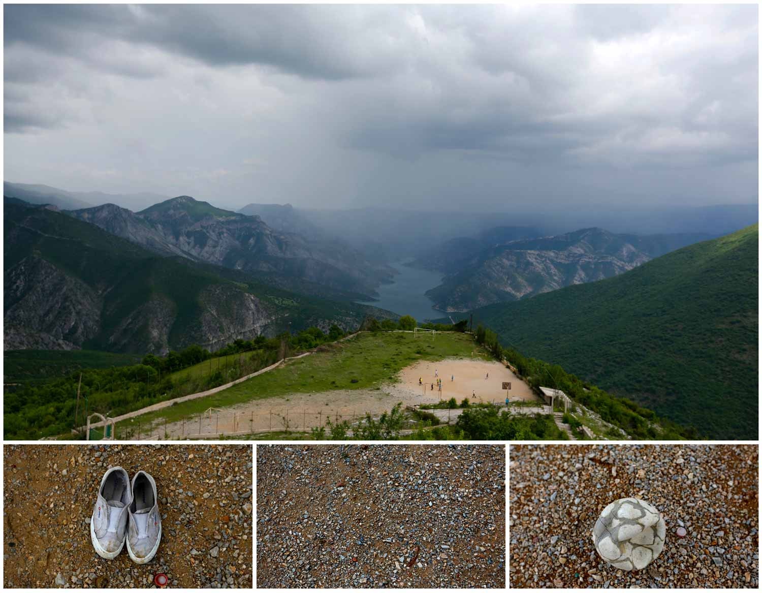  Na vila de Gurgurnica, na Rep&uacute;blica Maced&oacute;nia, joga-se futebol num campo improvisado com uma vista privilegiada. Foto: Ognen Teofilovski - Reuters 