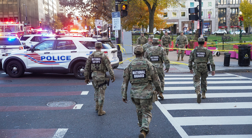 Imagem de Washington. Dois membros da Guarda Nacional baleados perto da Casa Branca