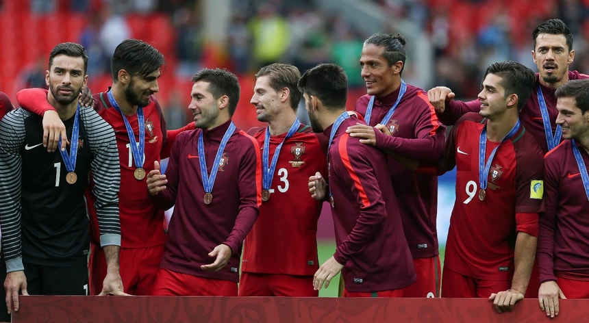 Portugal festejou o bronze alcançado na Taça das Confederações, na Rússia
