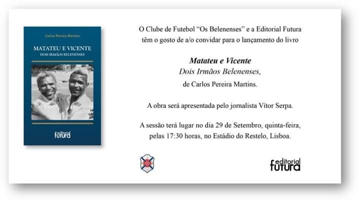 Imagem de Lançamento do livro “Matateu e Vicente dois irmãos Belenenses” de Carlos Pereira Martins