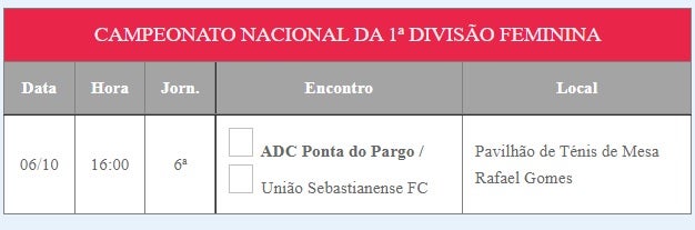 ADC Ponta do Pargo disputa 6ª jornada