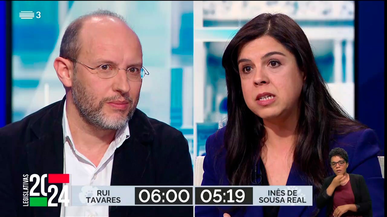 Imagem de Debates - Legislativas 2024 - Rui Tavares - Inês Sousa Real