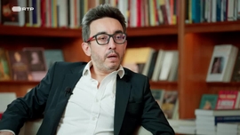 Imagem de Bruno Maes autor de Construtores de Mundos e Bernardo Carvalho autor de Os substitutos