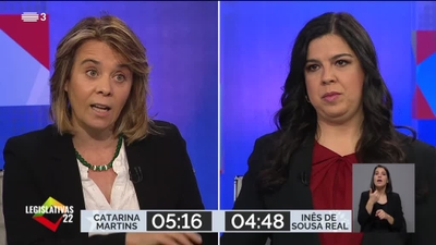 Legislativas 22 - Debates RTP - Catarina Martins x Inês de Sousa Real