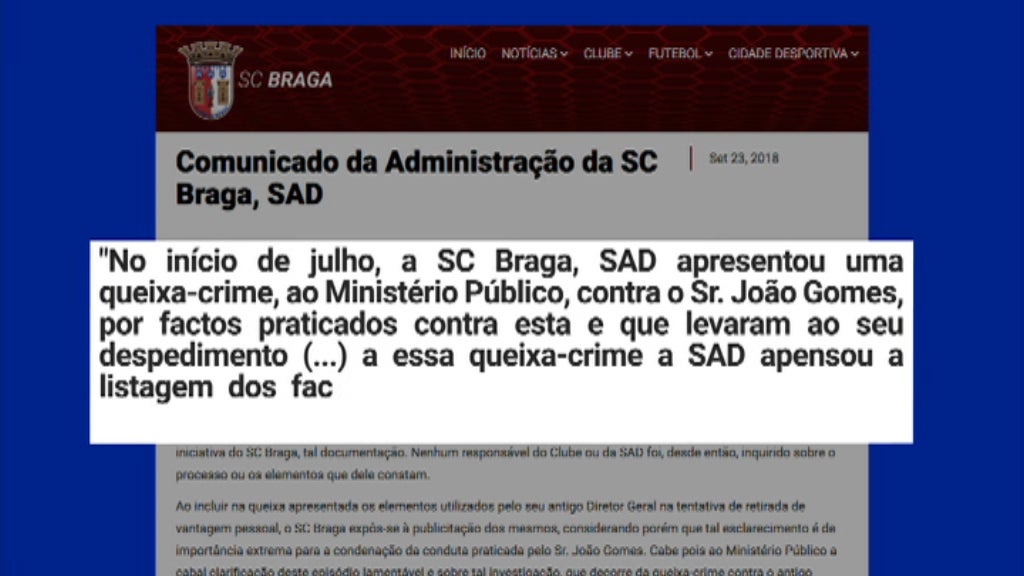 Saco azul na SAD do Braga