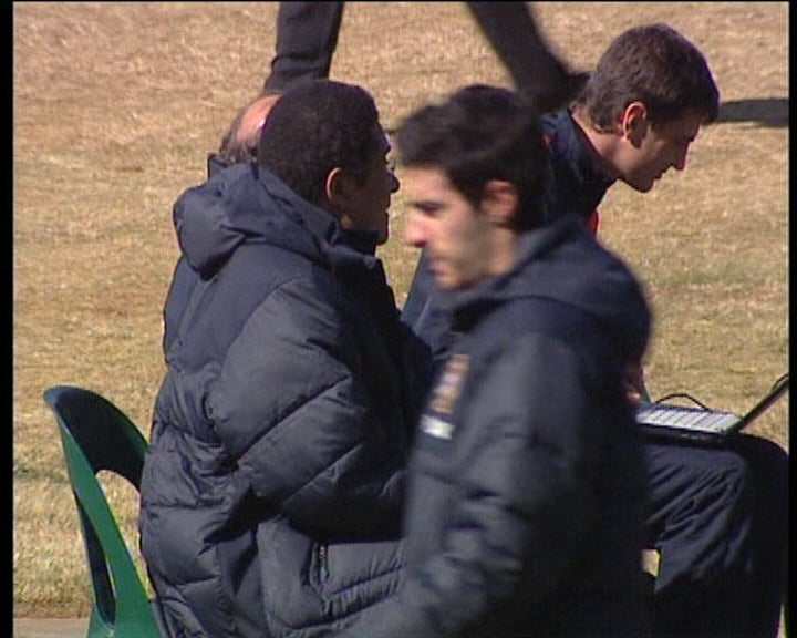 Eusébio no treino da Seleção Nacional