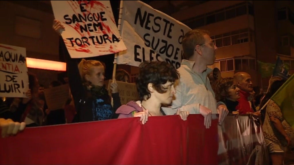 Protesto contra as touradas