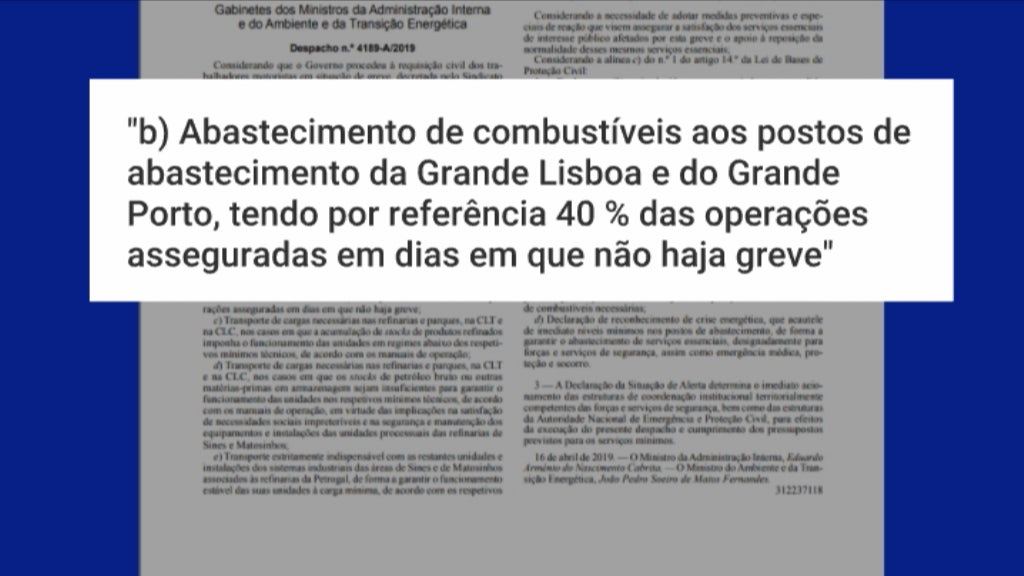 Governo publica despacho sobre serviços mínimos