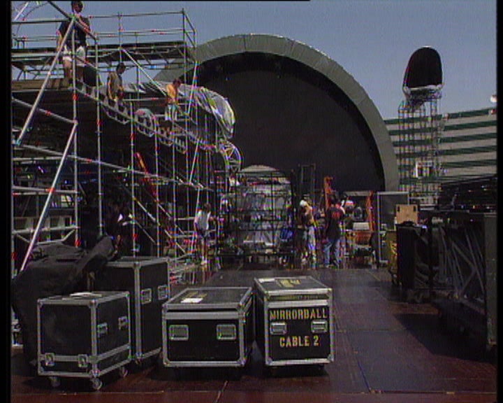 Preparativos para o concerto dos Pink Floyd