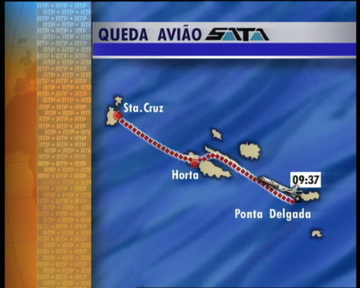 Mapa com percurso do avião da SATA