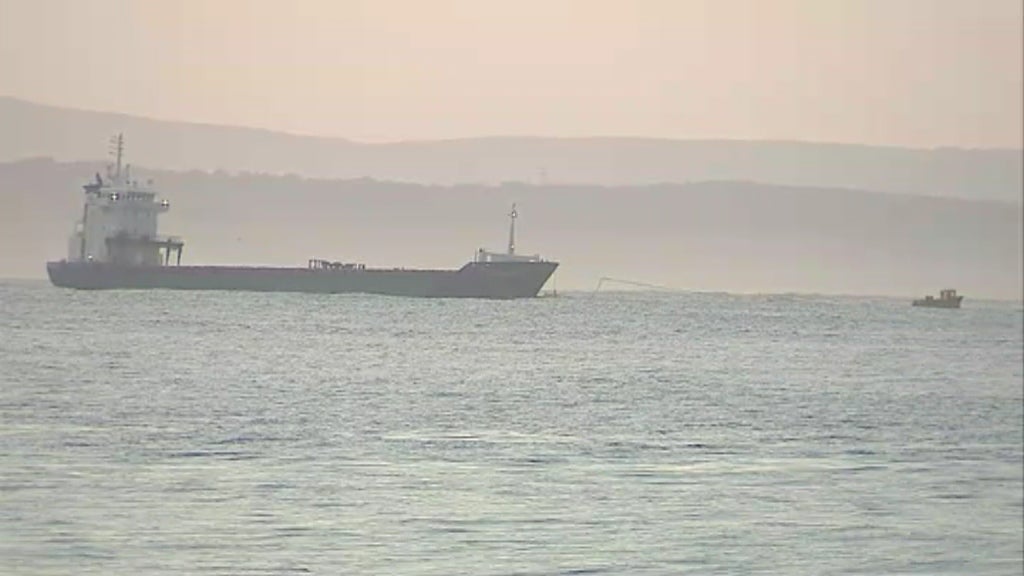 Navio encalhado no Tejo