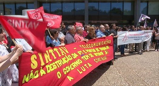 Protesto de trabalhadores da PT