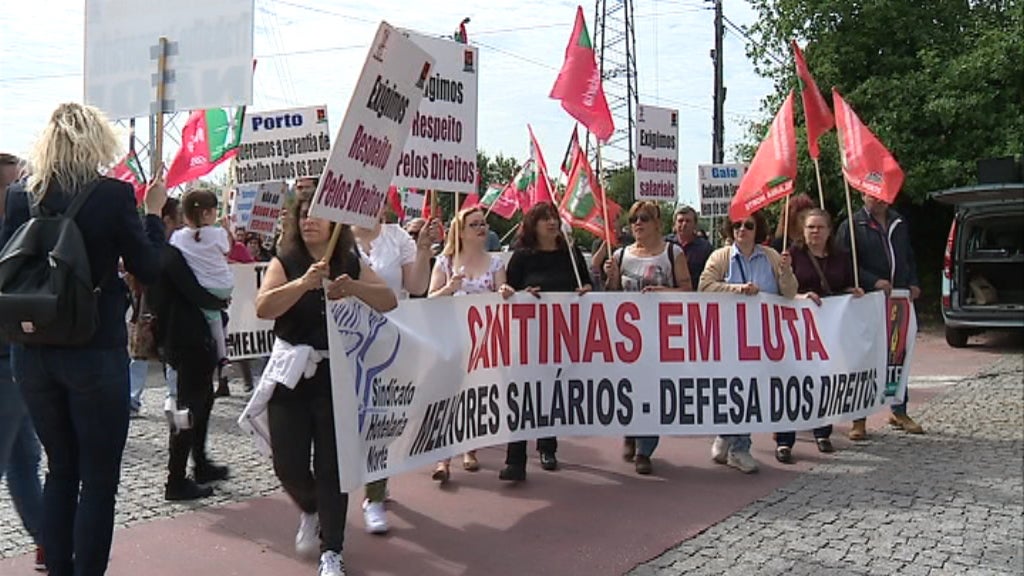 Greve dos trabalhadores das cantinas e refeitórios