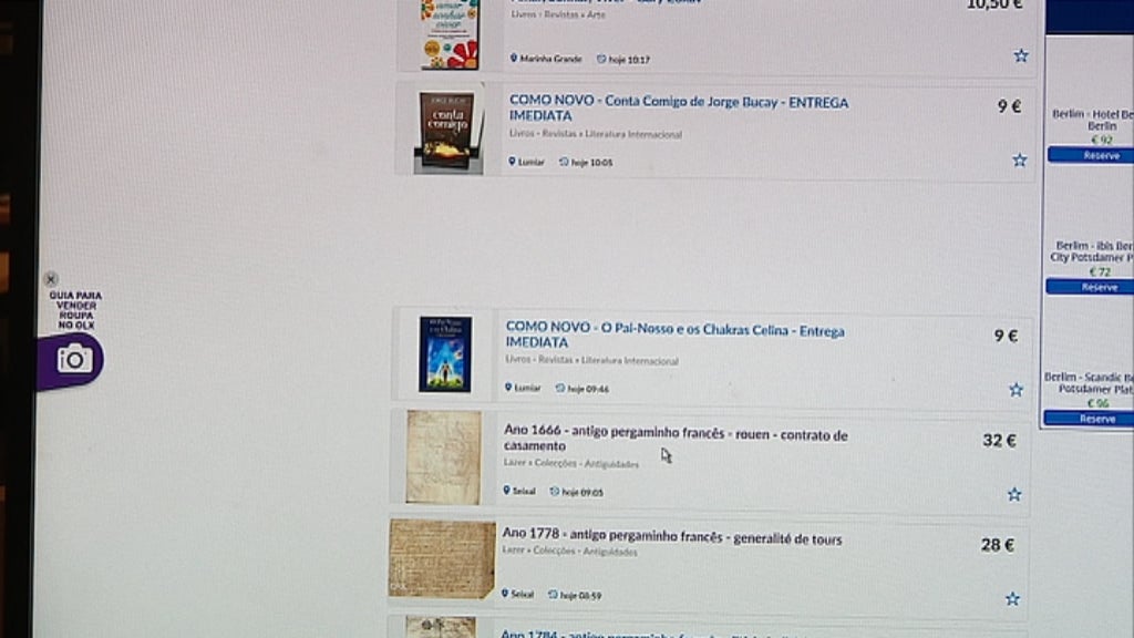 Documento medieval no OLX