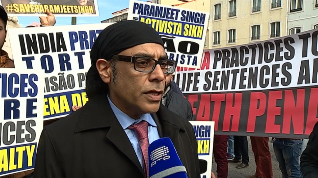 Manifestação contra a extradição de membro da comunidade Sikh